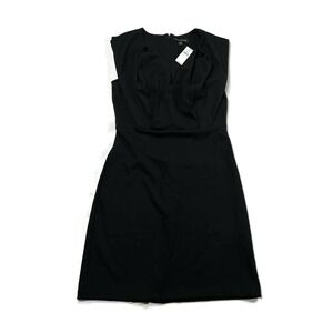 Banana Republic Ponte Knit Dress Black‎ Womens XS V-Neck Cap Sleeves NWT